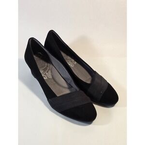 Mootsies Tootsies Women's 7.5M Wedge Heel Pumps Black Suede Dress Comfort Shoes